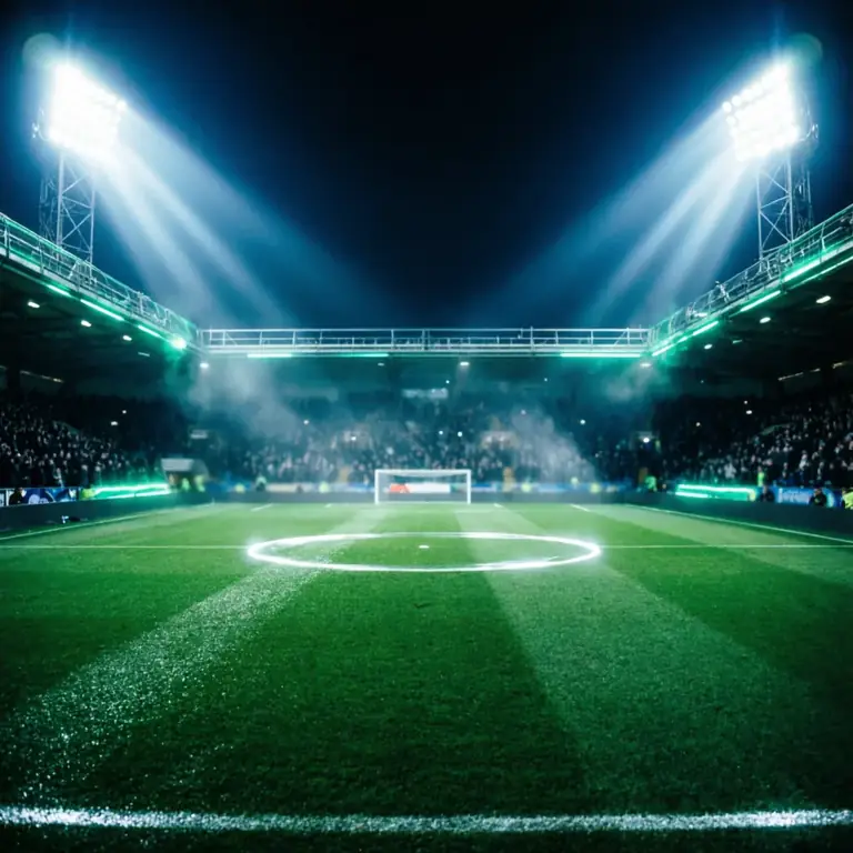 Stade de football éclairé de nuit